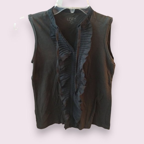 🔥LAST CHANCE! 5 for $15 Slate Grey Sleeveless V-Neck Ruffles Top XSP Tank - Picture 4 of 6